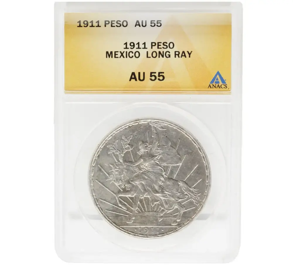 1911 Mexico Peso Long-Ray