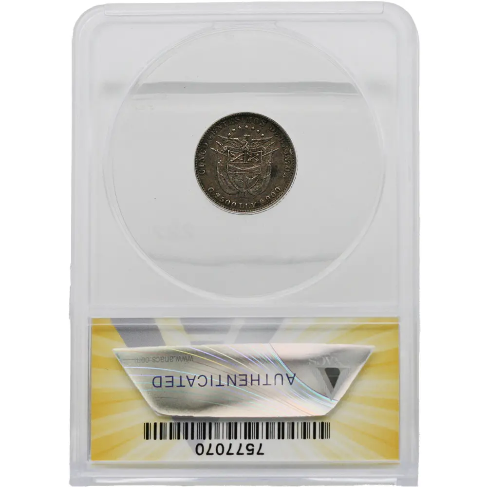 1916 Panama 5 Centesimos ANACS EF 40 Details Scratched - Image 3