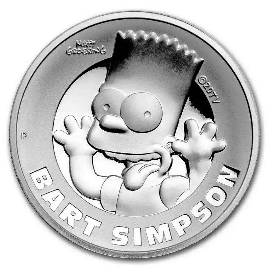 2021-P Tuvalu 2 oz Silver The Simpsons: Bart Simpson Proof HR - Image 3