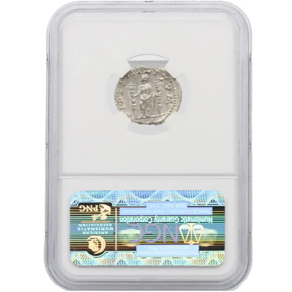 AD 217-218 Roman Empire Macrinus AR Denarius NGC Choice XF - Image 2