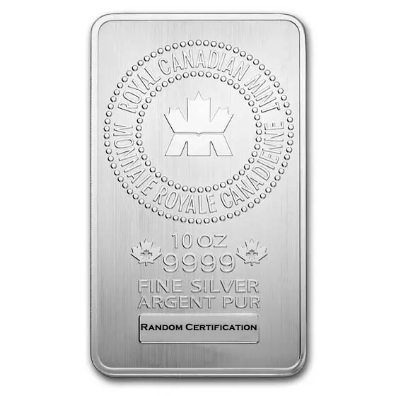 10 oz Silver RCM Bar - Royal Canadian Mint ( .9999 Fine)