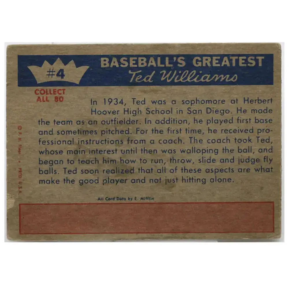 1959 Ted Williams "Ted Learns The Fine Points" Fleer #4 - Image 2