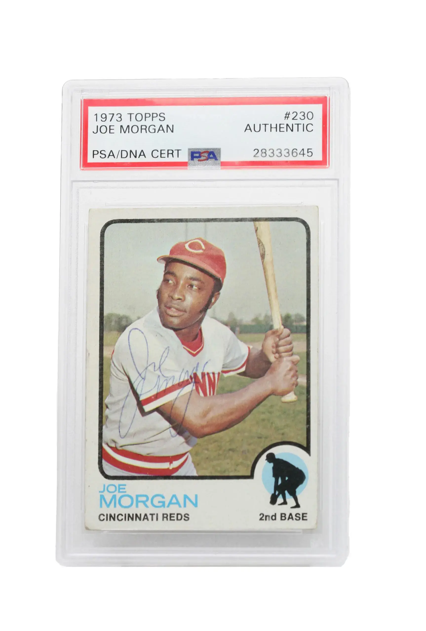 1973 Joe Morgan Signed Cincinnati Reds Topps #230 PSA Authentic
