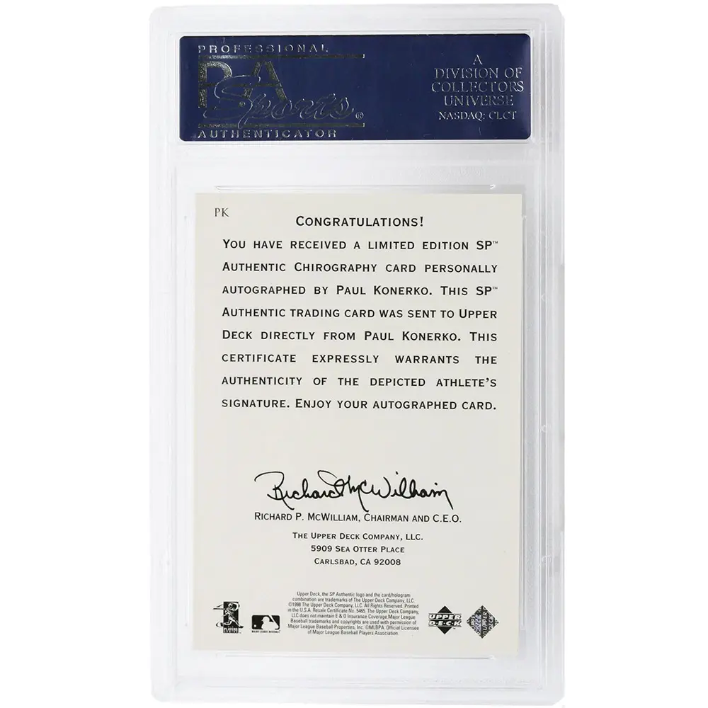 1998 Paul Konerko Signed Chirography Upper Deck #PK PSA 9 - Image 2