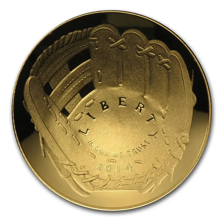 2014-W Gold $5 Commem Baseball HOF Proof - Image 2