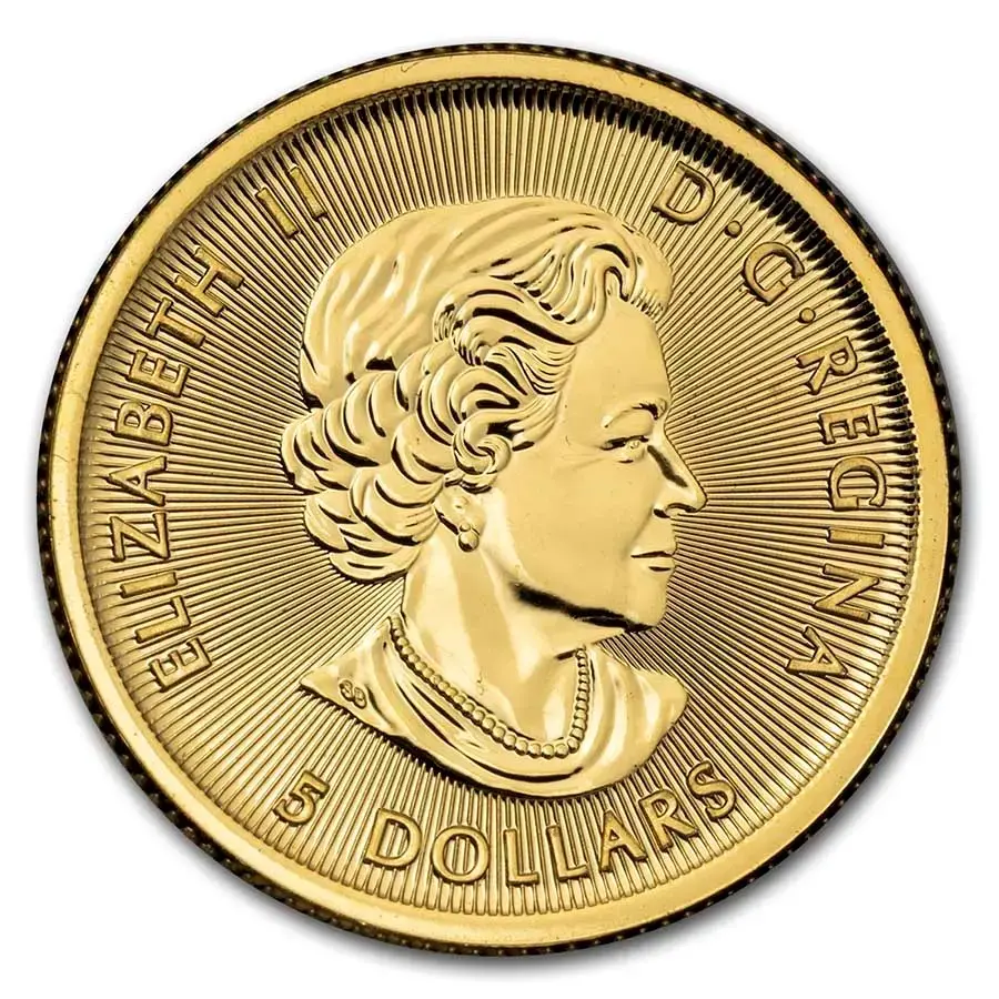 2019 Canada 1/10 oz .9999 Gold $5 Polar Bear BU - Image 2
