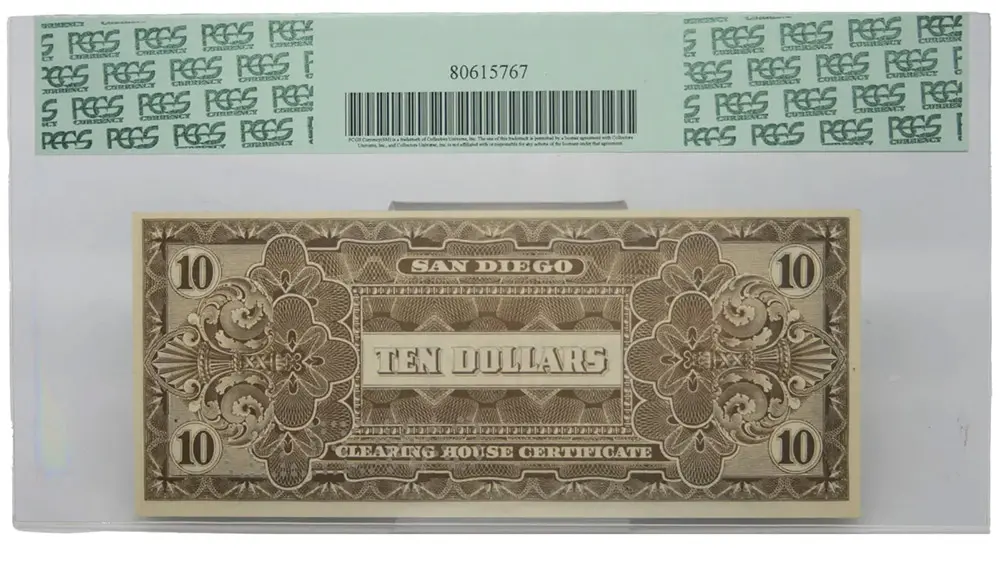 San Diego $10 Clearing House Certificate PCGS Choice 64 PPQ - Image 3