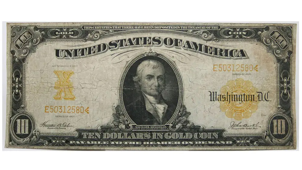 1907 $10 Gold Certificate Note Fr#1172