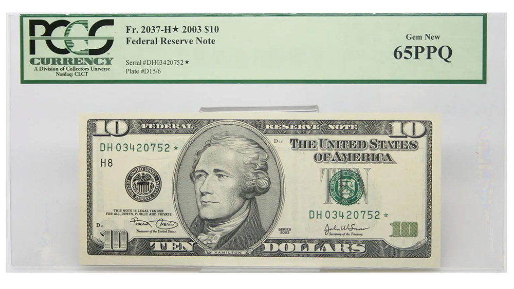 2003 $10 Federal Reserve Fort Worth Star Note Fr#2037-A*