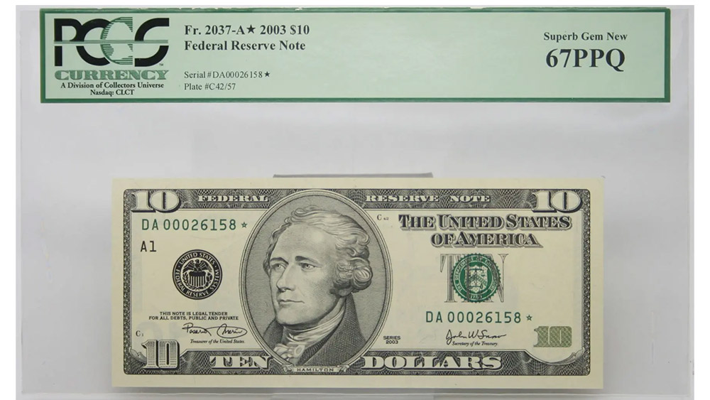 2003 $10 Federal Reserve Fort Worth Star Note Fr#2037-A*