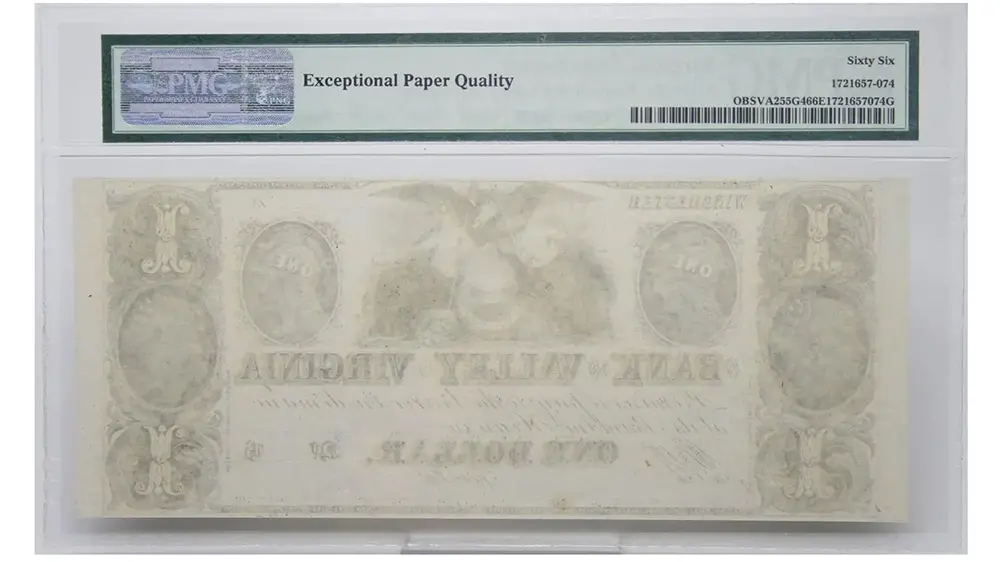 1840's $1 Virginia Winchester PMG 66 Gem UNC EPQ - Image 2