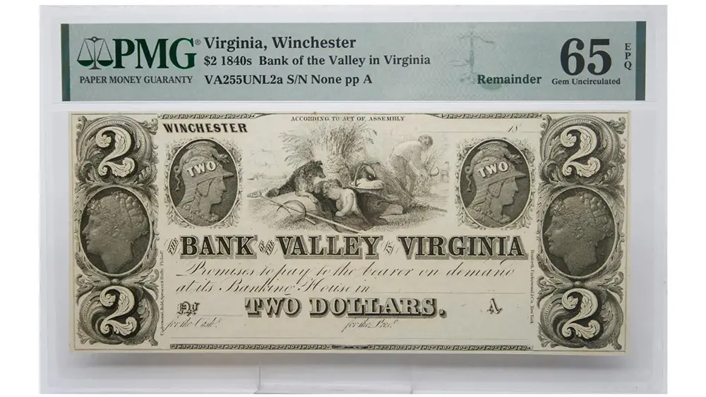 1840's $2 Virginia Winchester