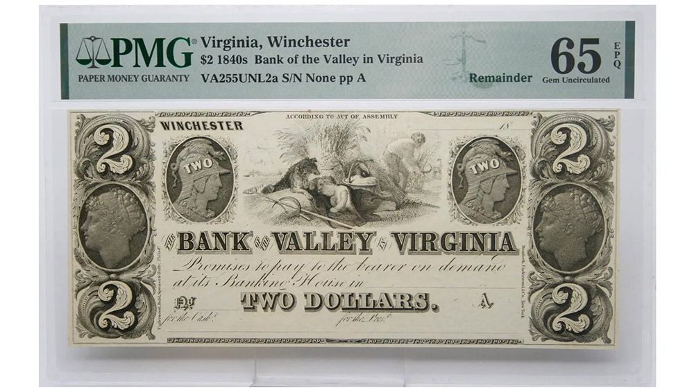 1840's $2 Virginia Winchester