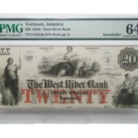 1850's $20 Vermont Jamaica - West River Bank