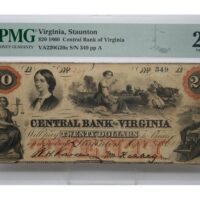1860 $20 Virginia Staunton Central Bank of Virginia