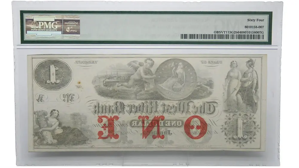 1860's $1 Vermont Jamaica - West River Bank PMG UNC 64 - Image 2