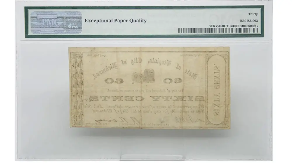 1862 60 Cent City of Richmond PMG VF 30 EPQ - Image 2