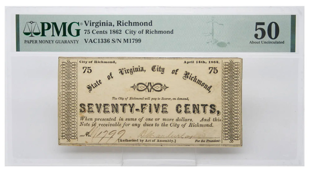 1862 75 Cent City of Richmond