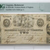 1839-1860's $2 Farmers Bank of Virginia Norfolk Branch