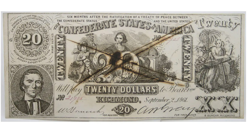 1861 $20 Confederate States of America Richmond T-20 Cancelled