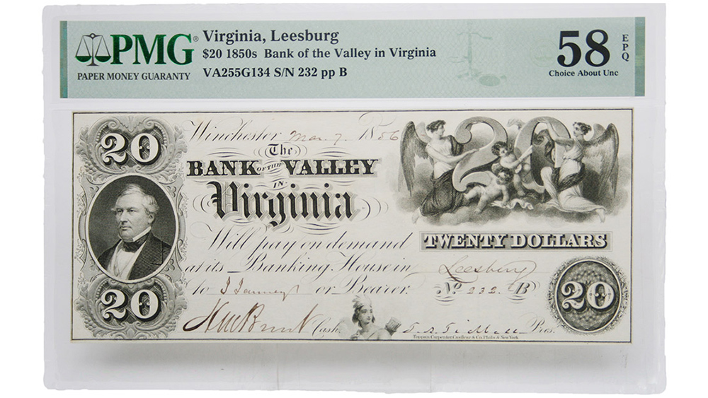 1856 $20 Virginia Bank Of The Valley