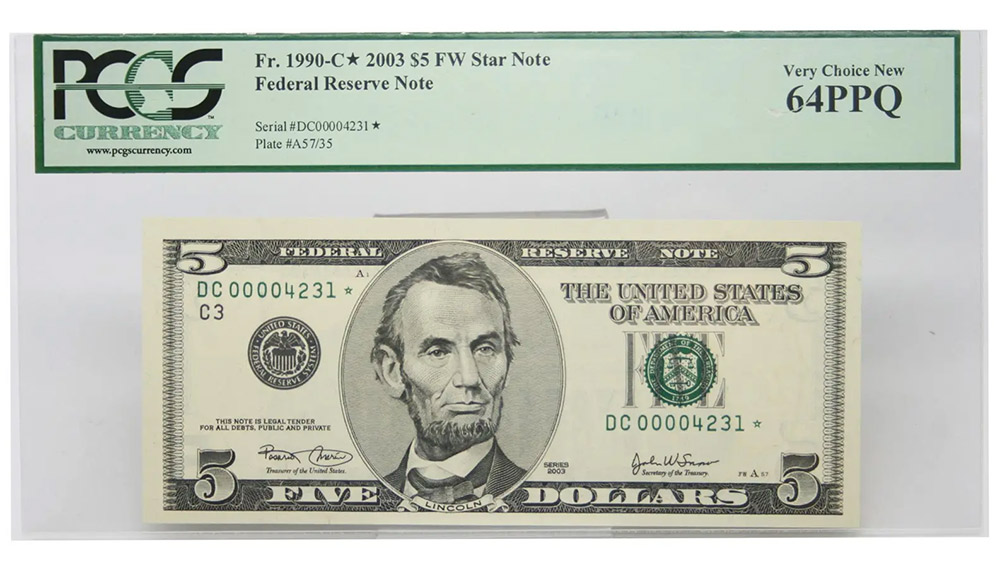2003 $5 Federal Reserve Star Note Fr#1990-C*