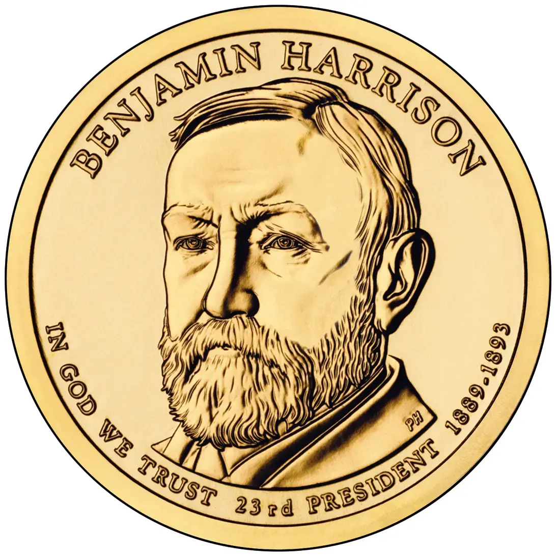 2012- P Benjamin Harrison Presidential $1 Coin- UNC