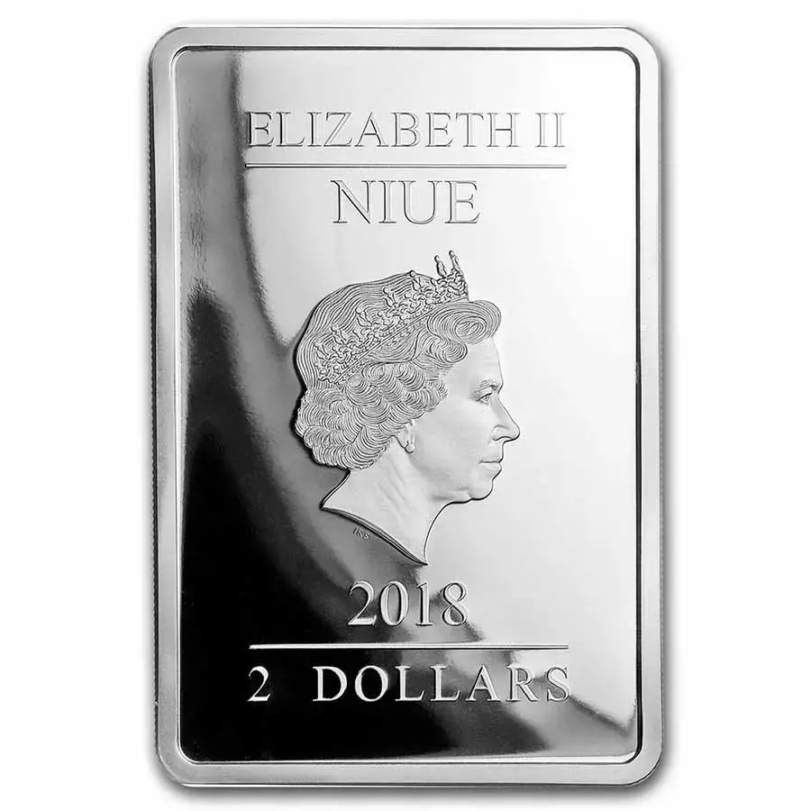 2018 Niue 1 oz Silver $2 Disney Season's Greetings Proof Bar - Image 2