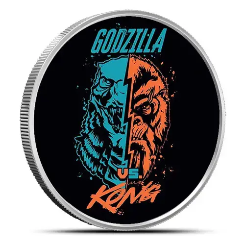 2021 Colorized Niue Godzilla vs Kong– Face Off 1 oz Silver Coin BU - Image 3