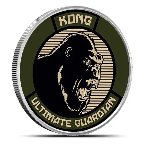 2021 Colorized Niue Godzilla vs Kong– Kong 1 oz Silver Coin BU - Image 3