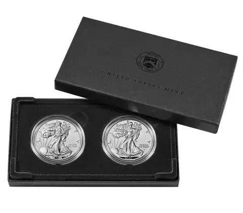 2021-W $1 American Eagle Silver Proof 2 Coin Set (w/Box & COA) - Image 4