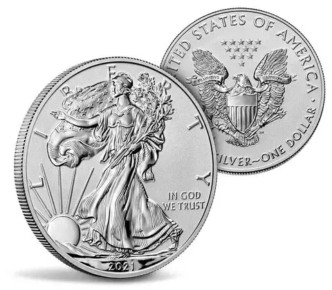 2021-W $1 American Eagle Silver Proof 2 Coin Set (w/Box & COA) - Image 2