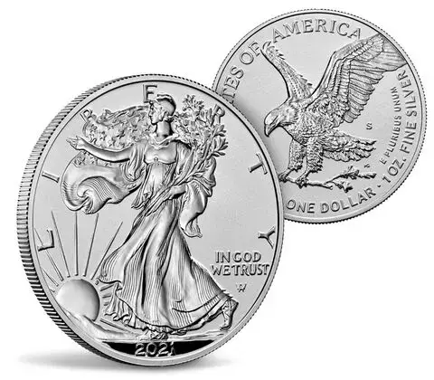 2021-W $1 American Eagle Silver Proof 2 Coin Set (w/Box & COA) - Image 3