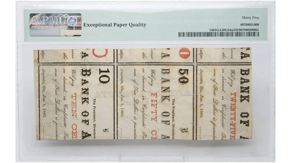 1860's $4 Bank of Augusta PMG VF 35 EPQ - Image 2
