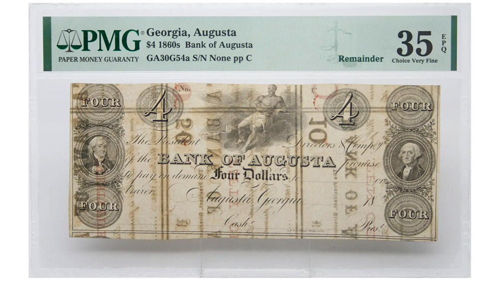 1860's $4 Bank of Augusta