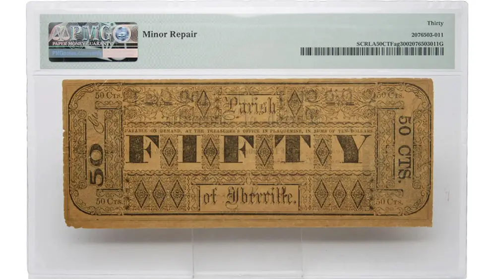 1860's 50 Cent Parish of Iberville PMG VF 30 - Image 3