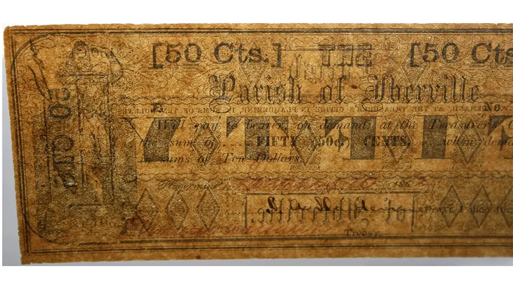 1860's 50 Cent Parish of Iberville PMG VF 30 - Image 2