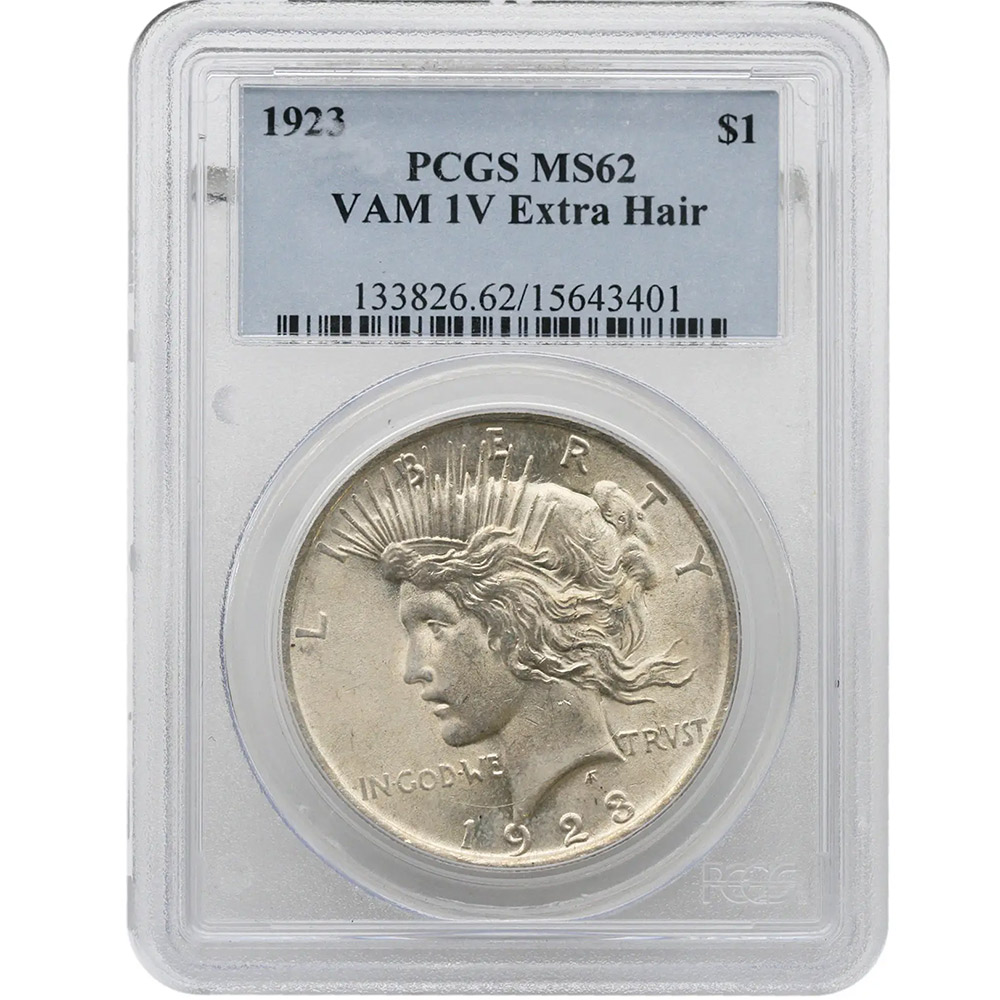 1923 $1 Peace Dollar VAM 1V Extra Hair