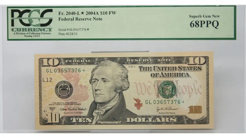 2004A $10 Federal Reserve Fort Worth Star Note