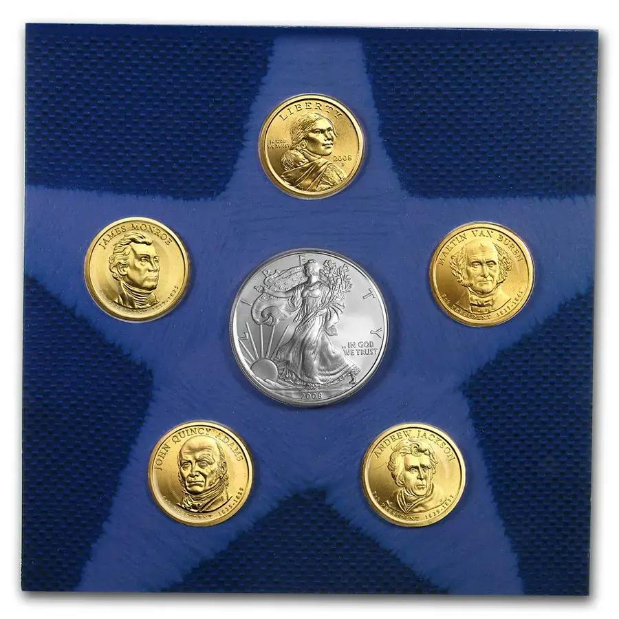 2008 Annual Uncirculated Dollar Coin Set With Burnished Silver Eagle - Image 2