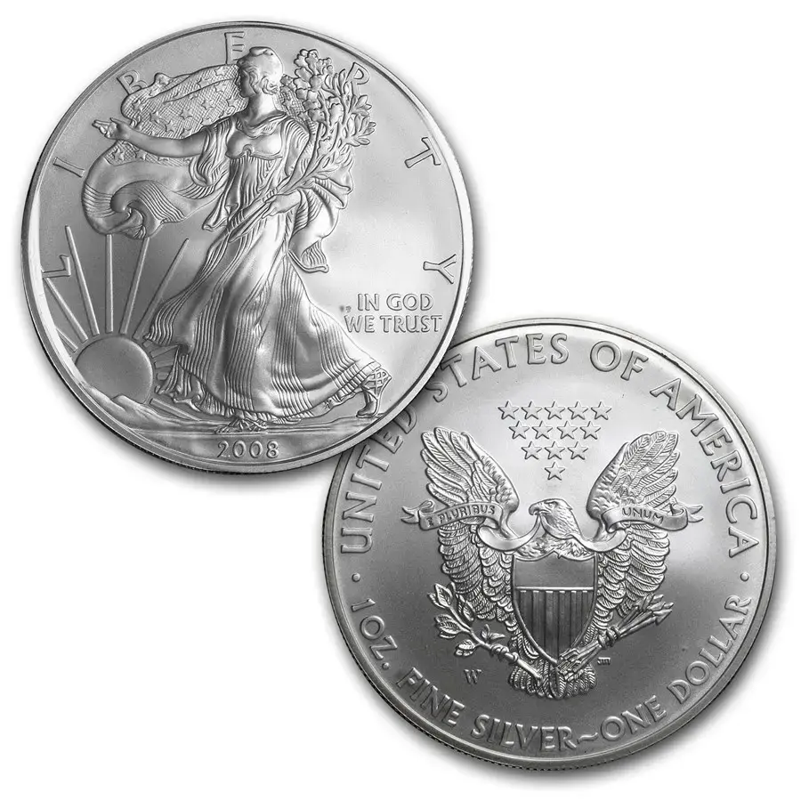 2008 Annual Uncirculated Dollar Coin Set With Burnished Silver Eagle - Image 3