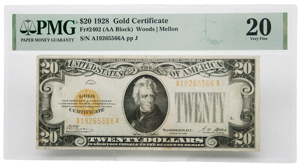 1928 $20 Gold Certificate Fr#2402