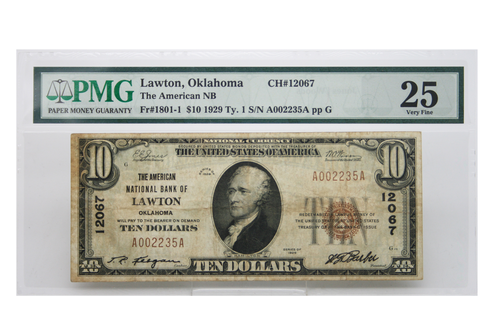 $10 Oklahoma Lawton National Currency Type-1 PMG VF 25 - CV Coins ...