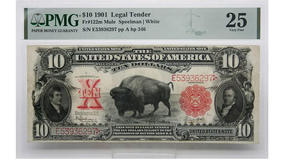 1901 $10 Bison Legal Tender Mule Fr#122