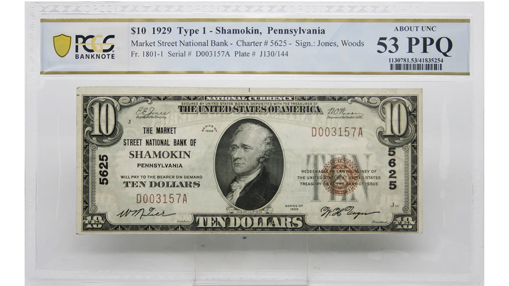 1929 $10 Shamokin Pennsylvania Fr#1801-1