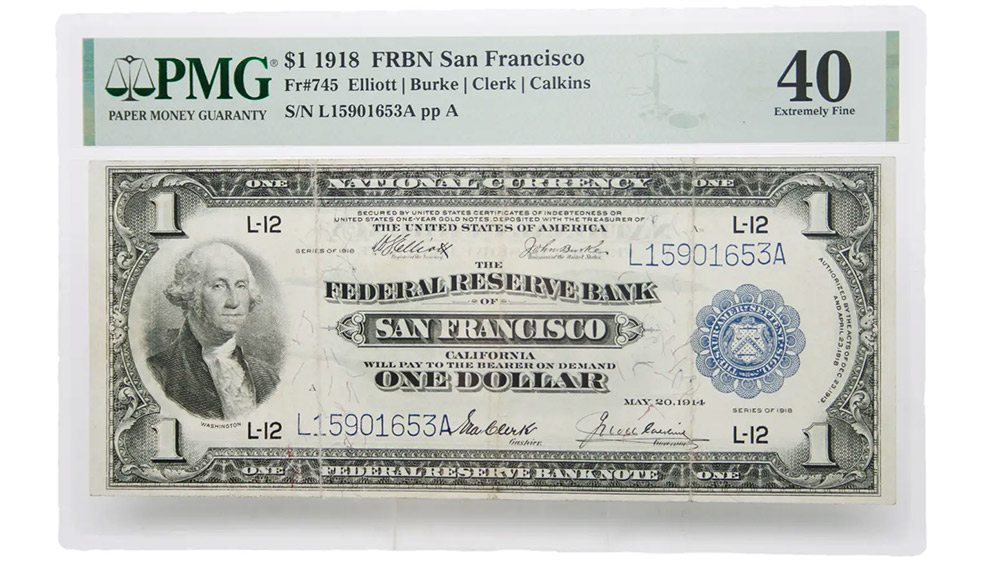 1918 $1 San Francisco, California National Currency Fr#745