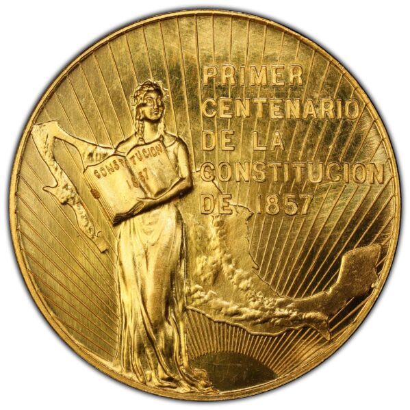 1957 Mexico Gold Grove-698 Constitution Centennial Medal
