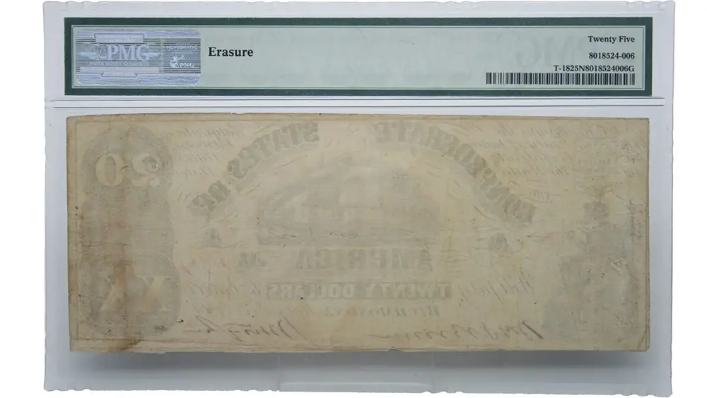 1861 $20 T-18 Confederate States Of America PMG VF 25 - CV Coins