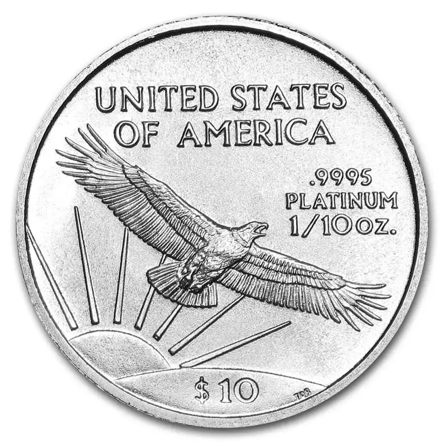 1/10 oz American Platinum Eagle Coin- BU (Random Year) - Image 2