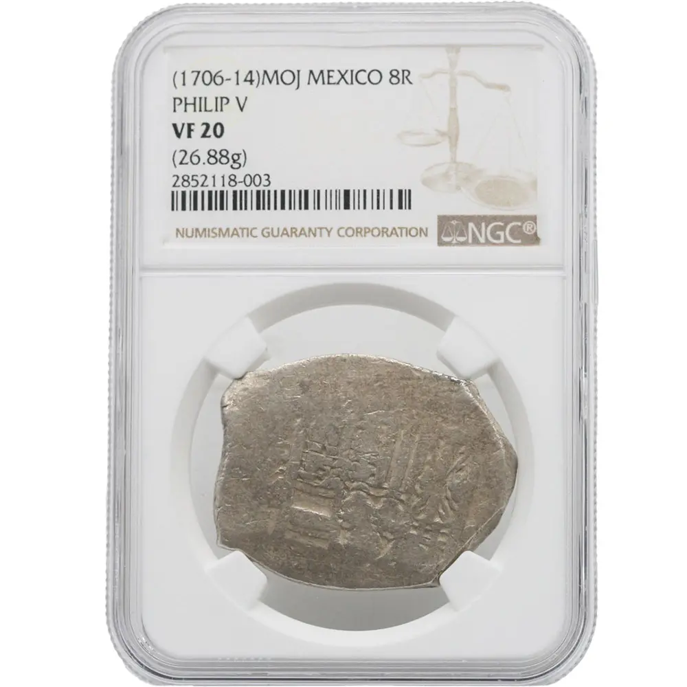 1706-14 MOJ Mexico 8 Reales Philip V Silver Cob NGC VF 20